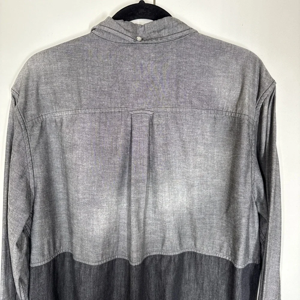 True Religion Western Shirt Mens Size XL Gray Black Slim Fit Color Block